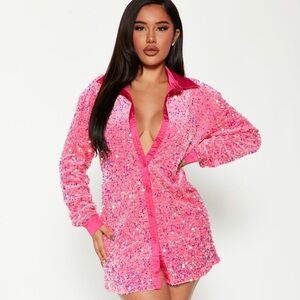Pink Sequin T-Shirt Dress